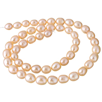 Riso coltivato in perla d'acqua dolce, perla d'acquadolce coltivata naturalmente, naturale, rosa, 6-7mm, Foro:Appross. 0.8mm, Venduto per Appross. 15.5 pollice filo
