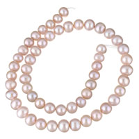 Brambor pěstované sladkovodní perle, Sladkovodní Pearl, přírodní, nachový, 8-9mm, Otvor:Cca 0.8mm, Prodáno za Cca 15.3 inch Strand