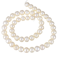 Bulvių išauginti gėlavandenių perlų karoliukai, Gėlo vandens perlų, Bulvė, natūralus, baltas, 9-10mm, Skylė:Apytiksliai 0.8mm, Parduota už Apytiksliai 15.3 Inch Strand