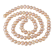 Bulvių išauginti gėlavandenių perlų karoliukai, Gėlo vandens perlų, Bulvė, natūralus, rožinis, 5-6mm, Skylė:Apytiksliai 0.8mm, Parduota už Apytiksliai 15.3 Inch Strand