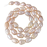 Riso coltivato in perla d'acqua dolce, perla d'acquadolce coltivata naturalmente, naturale, rosa, 6-7mm, Foro:Appross. 0.8mm, Venduto per Appross. 14.5 pollice filo