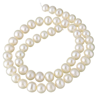 Brambor pěstované sladkovodní perle, Sladkovodní Pearl, přírodní, bílý, 8-9mm, Otvor:Cca 0.8mm, Prodáno za Cca 15.3 inch Strand