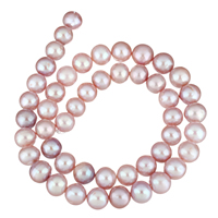 Brambor pěstované sladkovodní perle, Sladkovodní Pearl, přírodní, nachový, 9-10mm, Otvor:Cca 0.8mm, Prodáno za Cca 16 inch Strand