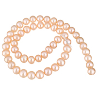 Brambor pěstované sladkovodní perle, Sladkovodní Pearl, přírodní, růžový, 8-9mm, Otvor:Cca 0.8mm, Prodáno za Cca 15.7 inch Strand