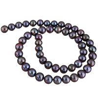 Bulvių išauginti gėlavandenių perlų karoliukai, Gėlo vandens perlų, Bulvė, purpurinis, 8-9mm, Skylė:Apytiksliai 0.8mm, Parduota už Apytiksliai 15 Inch Strand