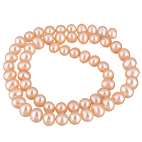 Brambor pěstované sladkovodní perle, Sladkovodní Pearl, přírodní, růžový, 7-8mm, Otvor:Cca 0.8mm, Prodáno za Cca 15.7 inch Strand