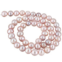 Brambor pěstované sladkovodní perle, Sladkovodní Pearl, přírodní, nachový, 8-9mm, Otvor:Cca 0.8mm, Prodáno za Cca 15.5 inch Strand