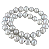 Bulvių išauginti gėlavandenių perlų karoliukai, Gėlo vandens perlų, Bulvė, pilkas, 12-13mm, Skylė:Apytiksliai 0.8mm, Parduota už Apytiksliai 15.9 Inch Strand