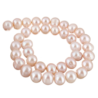 Brambor pěstované sladkovodní perle, Sladkovodní Pearl, přírodní, růžový, 11-12mm, Otvor:Cca 0.8mm, Prodáno za Cca 15 inch Strand