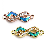 Cubic Zirconia Micro Pave Brass Connector with Opal Infinity plated micro pave cubic zirconia & 1/1 loop nickel lead & cadmium free Approx 1mm Sold By Lot