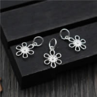 925 Sterling Silver Pendant, Flower, 8.60x12mm, Hole:Approx 2mm, 30PCs/Lot, Sold By Lot