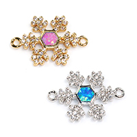 Cubic Zirconia Micro Pave Brass Connector with Opal Snowflake plated micro pave cubic zirconia & 1/1 loop nickel lead & cadmium free Approx 1mm Sold By Lot