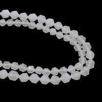 Natürliche weiße Achat Perlen, Weißer Achat, verschiedene Größen vorhanden, Bohrung:ca. 1mm, verkauft per ca. 15.5 ZollInch Strang