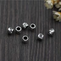 Tajland Sterling srebro perle, Tajland Sterling Silver, Drum, 4.50mm, Rupa:Približno 2.5mm, 50računala/Lot, Prodano By Lot