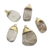 Smoky Quartz Pendant with Zinc Alloy gold color plated - Approx 2mm Sold By PC