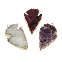 Ice Quartz Agate Pendant with Zinc Alloy gold color plated druzy style - Approx 2mm Sold By PC