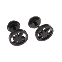 Stainless Steel Stud Earrings, Flat Round, black ionic, 8x10mm, Sold By Pair