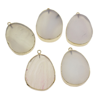 Grey Agate Pendant with Zinc Alloy Teardrop gold color plated - Approx 2mm Approx Sold By Bag