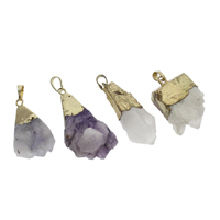 Ice Quartz Agate Pendant with Zinc Alloy gold color plated druzy style - Approx Approx Sold By Bag