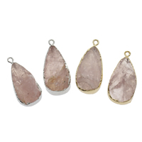 Rose Quartz Pendant with Zinc Alloy Teardrop plated - Approx 2mm Approx Sold By Bag