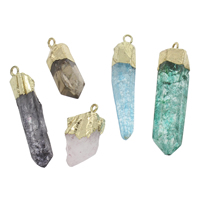 Quartz Pendant with Zinc Alloy Icicle gold color plated mixed colors - Approx 2mm Approx Sold By Bag