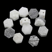 Natural Ice Quartz Agate Pärlor, Ice Kvarts Agate, med Zink Alloy, Hexagon, plated, druzy stil, 10x7mm-12x8mm, Hål:Ca 1mm, Ca 5PC/Bag, Säljs av Bag