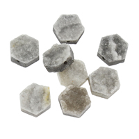 Naturlig Ice Quartz Agate perler, med Zinc Alloy, Hexagon, forgyldt, Druzy stil & forskellig størrelse for valg, Hole:Ca. 1mm, Ca. 5pc'er/Bag, Solgt af Bag