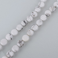 Natural White Turquoise Bead, Flat Round, olika storlek för val, Hål:Ca 0.5-1.5mm, Såld Per Ca 16 inch Strand