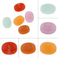 Acryl sieraden kralen, Plat Ovaal, meer kleuren voor de keuze, 19x15x7mm, Ca 150pC's/Bag, Verkocht door Bag