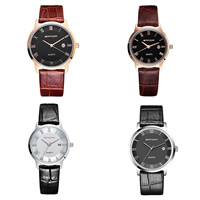 Couple Watch Bracelets Stainless Steel with Cowhide & Resin & Zinc Alloy plated adjustable & with letter pattern & waterproof & for couple - Length Approx 9.5 Inch Approx 6.5 Inch Sold By Pair