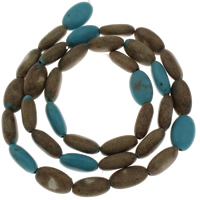 turchese sintetico perla, Ovale piatto, 11x4.50x6mm, Foro:Appross. 1mm, Appross. 35PC/filo, Venduto per Appross. 15 pollice filo