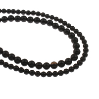 Natürliche schwarze Achat Perlen, Schwarzer Achat, rund, verschiedene Größen vorhanden, Grade A, Bohrung:ca. 1mm, Länge ca. 15 ZollInch, verkauft von Menge