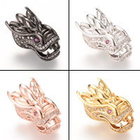 Brass Dragon plated micro pave cubic zirconia nickel lead & cadmium free Approx 2-3mm Sold By Bag