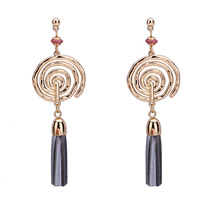 Resin Earring Zinc Alloy with PU Leather & Resin stainless steel post pin gold color plated lead & cadmium free Sold By Pair