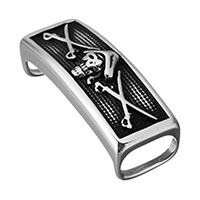 Stainless Steel Bracelet Finding Rectangle with skull pattern & blacken Approx Sold By Lot