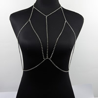 Zinc Alloy borst Chain, plated, voor vrouw & met strass, meer kleuren voor de keuze, nikkel, lood en cadmium vrij, Per verkocht Ca 12.6 inch Strand