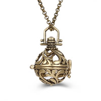 Brass Pregnant Ball Locket Sweater Necklace Round plated rolo chain & for woman & hollow lead & cadmium free 80cm Sold Per Approx 31.5 Inch Strand