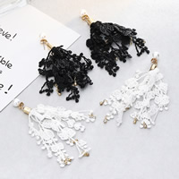 Lace Split Earring with Plastic Pearl & Zinc Alloy brass post pin gold color plated for woman & with rhinestone Sold By Pair