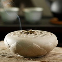 Traditional Ceramic Inserted Burner Incense Seat Porcelain Flat Round Sold By PC