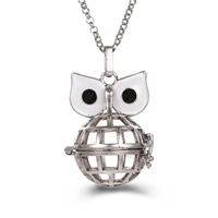 Pregnant Ball Locket Pendant Brass Owl plated enamel & with rhinestone & hollow lead & cadmium free 20mm-30mm Approx 2-4mm Sold By PC