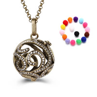 Pregnant Ball Locket Pendant Brass with Sponge Round plated Essential oil diffusion & with rhinestone & hollow lead & cadmium free 20mm-30mm Approx 2-4mm Sold By PC