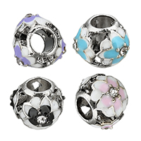 Zinc Alloy European Beads Drum antique silver color plated without troll & enamel & with rhinestone & hollow nickel lead & cadmium free Approx 4.5mm Sold By Lot
