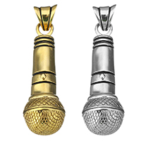 Stainless Steel Pendants, Microphone, plated, blacken, more colors for choice, 20x58x20mm, Hole:Approx 5x8mm, Sold By PC