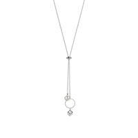 Zinek svetr řetěz náhrdelník, s ABS plast pearl, platinové barvy á, s drahokamu, olovo a kadmium zdarma, 68x20mm, Prodáno za Cca 33 inch Strand