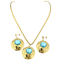 Crystal Jewelry Sets collar & earring Stainless Steel with Crystal gold color plated 3mm 56mm Inner Approx Sold By Set
