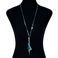 Zinc Alloy Sweater Chain Necklace with Feather & Nylon Cord & Crystal & Resin plated with painted & faceted lead & cadmium free Sold Per Approx 31 Inch Strand