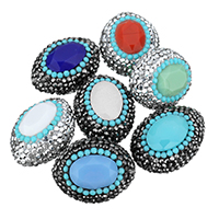 Oval Crystal Beads Clay Pave with Crystal faceted & with rhinestone Approx 1mm Sold By Bag