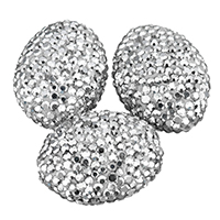 Rhinestone Clay Pave Beads, Oval, with rhinestone, 18x24x12mm, Hole:Approx 0.5mm, 10PCs/Bag, Sold By Bag