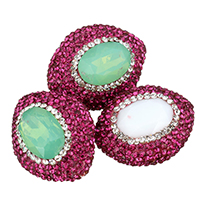 Kristall-Perlen, Lehm pflastern, mit Kristall, oval, facettierte & mit Strass, keine, 22x26x16mm, Bohrung:ca. 0.5mm, 10PCs/Tasche, verkauft von Tasche