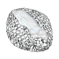 Přírodní sladkovodní perly perlí, Sladkovodní Pearl, s drahokamu jíl Pave, smíšený, 21-23x25-27x12-14mm, Otvor:Cca 1mm, 10PC/Bag, Prodáno By Bag